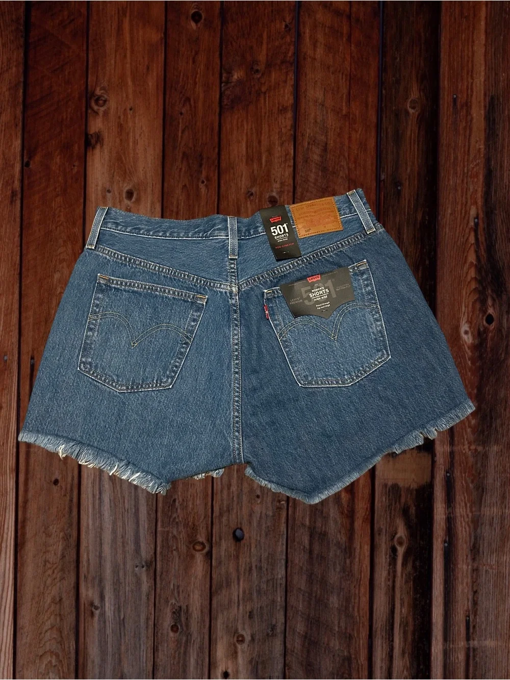Levi's Blue Distressed High-Rise Denim Cutoff Shorts